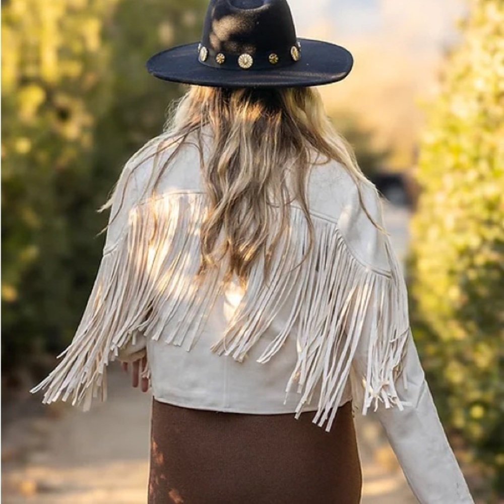 Women Fringe Faux Suede boho Jackets blazer Fashion Tassel Motorcycle